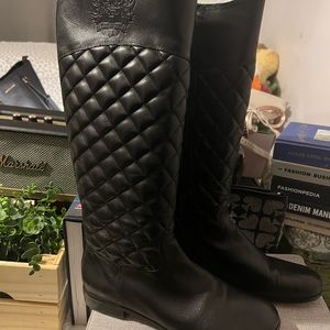 Vince Camuto Quilted Faya Riding Boots (Black) NWOT